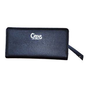 Sam Edelman Circus Black Logo Check Book Slim Wallet